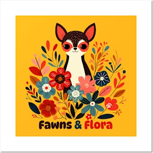 Fawns and Flora | Cute baby deer with flowers | Deer Lover Design Posters and Art